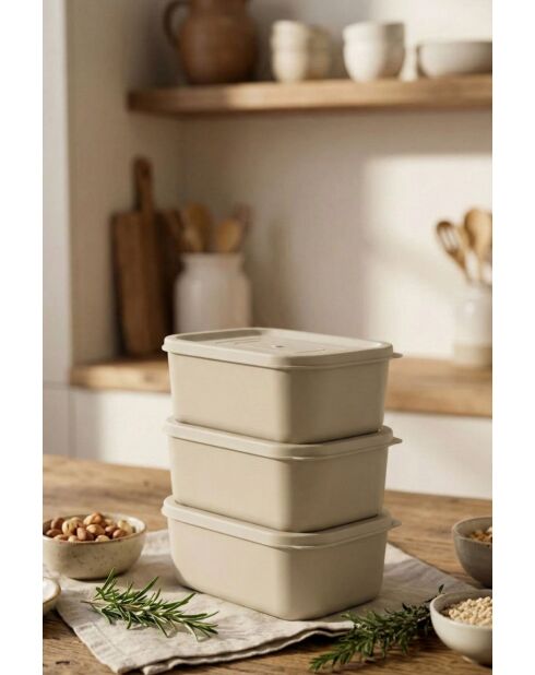 Ensemble de boîtes de rangement écru - 3 pièces