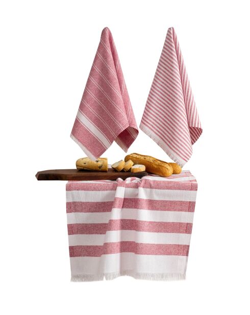 Set mit 3 roten Handtüchern - 45 x 65 cm