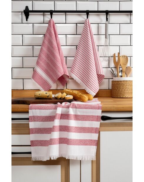 Set mit 3 roten Handtüchern - 45 x 65 cm