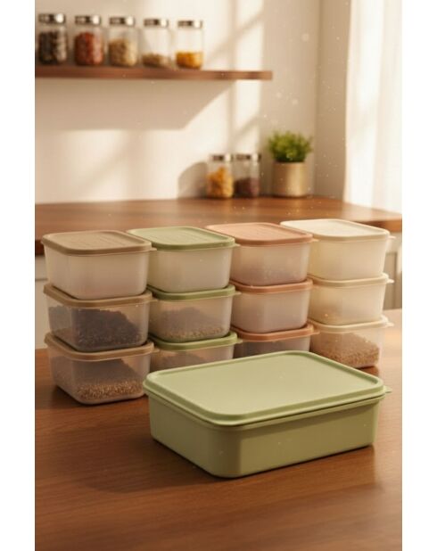 Set de cajas de almacenamiento verdes - 13 piezas