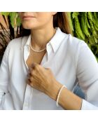 Parure en Or Blanc Collier & Bracelet Perles de Culture d'Eau Douce Rondes blanches