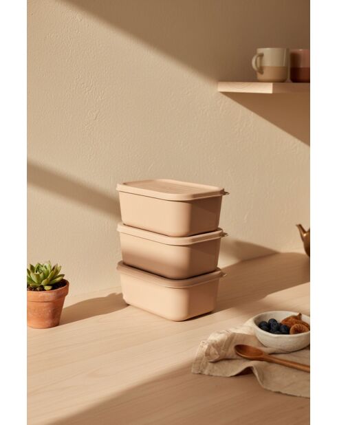 Ensemble de 3 boîtes de rangement rose - 280 ml
