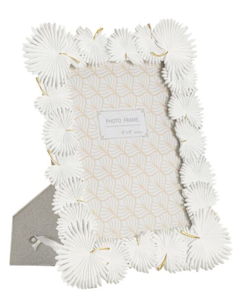 Cadre photo en polyrésine et verre Palm Leaf blanc – 22,7x1,5x28 cm (format photo 15x20 cm)