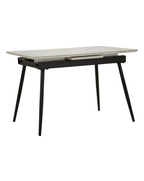 Table à manger extensible en métal et céramique Matt noir/blanc – 120x80x75 cm