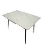 Table à manger extensible en métal et céramique Matt noir/blanc – 120x80x75 cm
