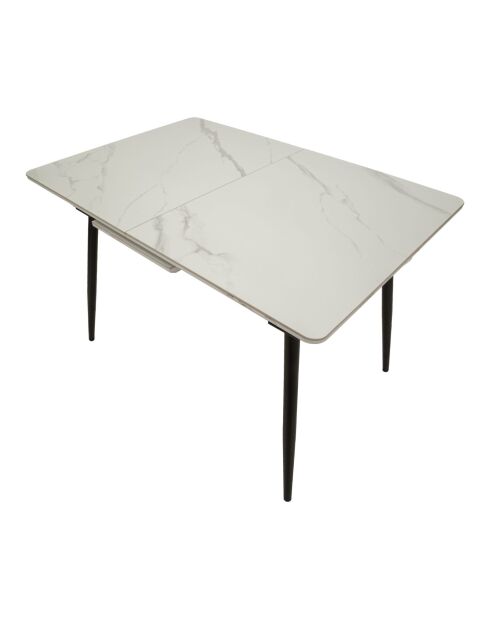 Table à manger extensible en métal et céramique Matt noir/blanc – 120x80x75 cm