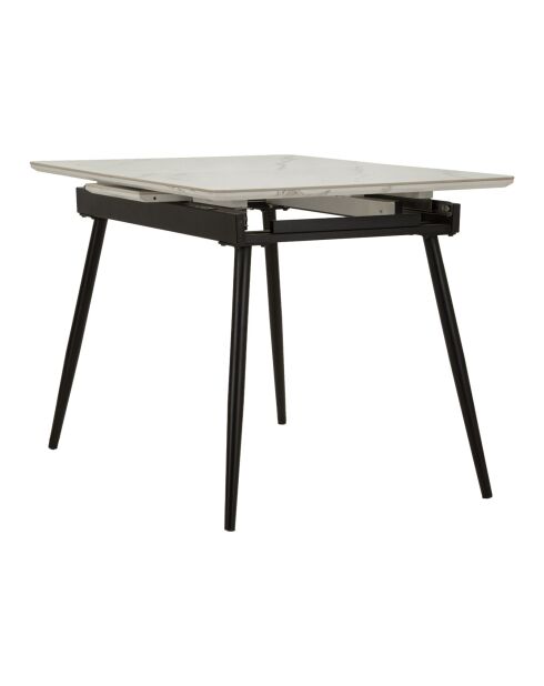 Table à manger extensible en métal et céramique Matt noir/blanc – 120x80x75 cm