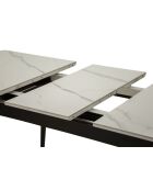 Table à manger extensible en métal et céramique Matt noir/blanc – 120x80x75 cm