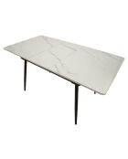Table à manger extensible en métal et céramique Matt noir/blanc – 120x80x75 cm