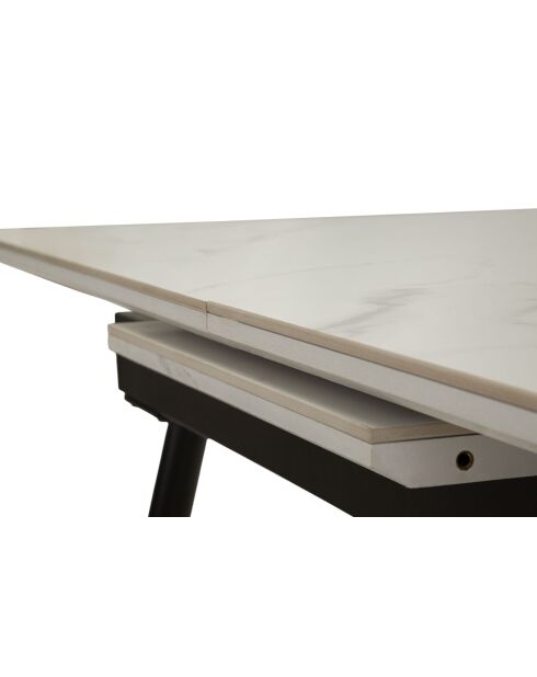 Table à manger extensible en métal et céramique Matt noir/blanc – 120x80x75 cm
