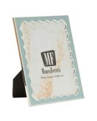 Hellblau/silberner Fotorahmen aus Zink und Juliette-Glas — 14,9 x 1,3 x 19 cm (Fotogröße 12,5 x 17,5 cm)