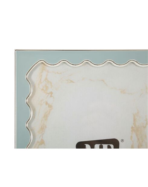 Hellblau/silberner Fotorahmen aus Zink und Juliette-Glas — 14,9 x 1,3 x 19 cm (Fotogröße 12,5 x 17,5 cm)