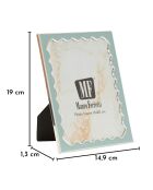 Hellblau/silberner Fotorahmen aus Zink und Juliette-Glas — 14,9 x 1,3 x 19 cm (Fotogröße 12,5 x 17,5 cm)