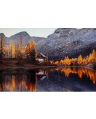 Impression sur toile laquée en bois de pin, toile et plastique Lake avec cadre multicolore – 90x4x60 cm