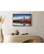 Impression sur toile laquée en bois de pin, toile et plastique Lake avec cadre multicolore – 90x4x60 cm