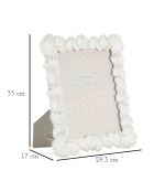 Witte fotolijst van polyresin en glas met palmblad — 28,5x1,7x33 cm (fotoformaat 20x25 cm)