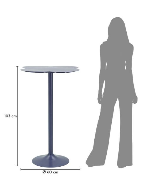 Table de bar en métal Clox bleu pétrole – D.60x103 cm