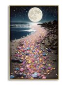 Impression décorative sur toile laquée en bois de sapin, toile et plastique Colors (modèle A) avec cadre multicolore – 60x3,5x90 cm