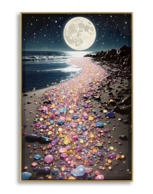 Impression décorative sur toile laquée en bois de sapin, toile et plastique Colors (modèle A) avec cadre multicolore – 60x3,5x90 cm