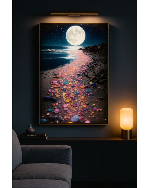 Impression décorative sur toile laquée en bois de sapin, toile et plastique Colors (modèle A) avec cadre multicolore – 60x3,5x90 cm
