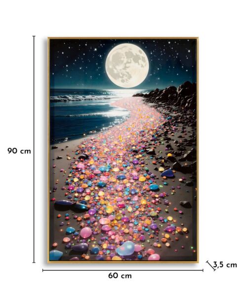 Impression décorative sur toile laquée en bois de sapin, toile et plastique Colors (modèle A) avec cadre multicolore – 60x3,5x90 cm