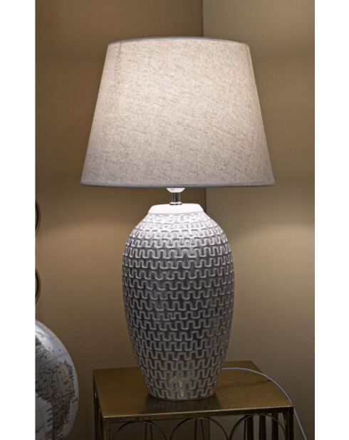 Lampe de table en résine Wave argent et blanc – D.35x65 cm