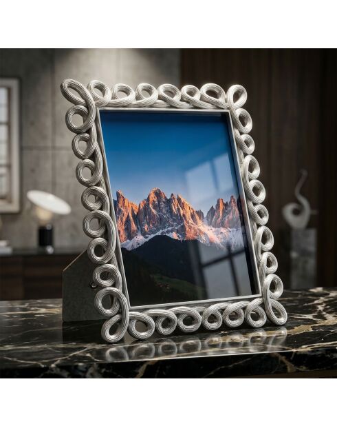 Cadre photo en polyrésine et verre Hollow argenté – 20,8x1,9x25,9 cm (format photo 15x20 cm)