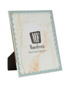 Hellblau/silberner Fotorahmen aus Zink und Juliette-Glas — 22,7 x 1,3 x 27,6 cm (Fotogröße 20 x 25 cm)