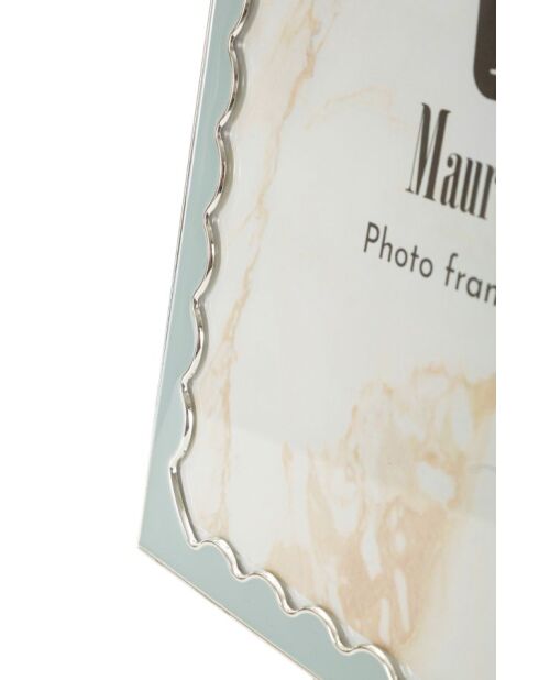 Hellblau/silberner Fotorahmen aus Zink und Juliette-Glas — 22,7 x 1,3 x 27,6 cm (Fotogröße 20 x 25 cm)