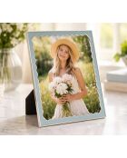 Hellblau/silberner Fotorahmen aus Zink und Juliette-Glas — 22,7 x 1,3 x 27,6 cm (Fotogröße 20 x 25 cm)