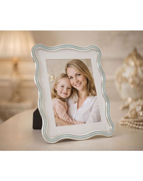 Hellblau/silberner Elizabeth Bilderrahmen aus Zink und Glas — 22,7 x 1,3 x 27,6 cm (Fotogröße 20 x 25 cm)