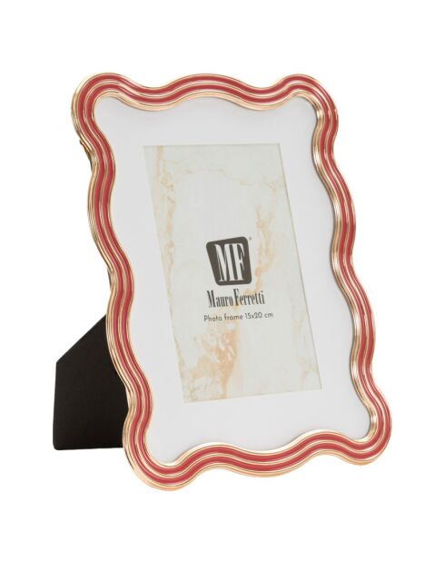 Cadre photoen zinc et verre Elizabeth rouge/or – 17,5x1,3x22,5 cm (format photo 15x20 cm)