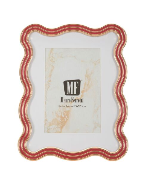 Cadre photoen zinc et verre Elizabeth rouge/or – 17,5x1,3x22,5 cm (format photo 15x20 cm)