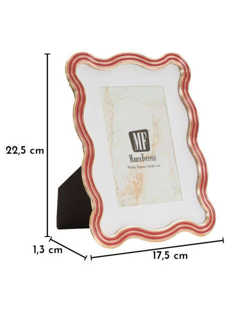 Cadre photoen zinc et verre Elizabeth rouge/or – 17,5x1,3x22,5 cm (format photo 15x20 cm)