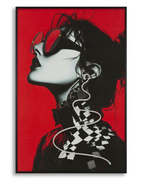 Tableau sur toile avec LED en toile, plastique et mdf Psyco (modèle B) multicolore – 60x3,5x90 cm