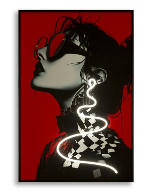 Tableau sur toile avec LED en toile, plastique et mdf Psyco (modèle B) multicolore – 60x3,5x90 cm