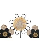 Gancio da parete in ferro, legno e rafia nero/marrone — 61x5,5x30,5 cm