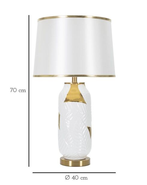 Lampe de table en céramique or et blanche – D.40x70 cm