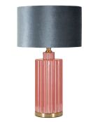 Lampe de table en verre, fer et tissu Helene Tower rouge/bleu – D.40x70 cm