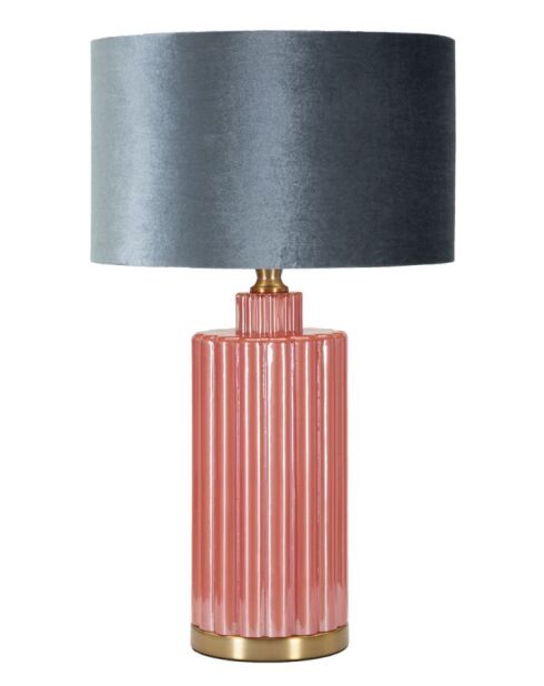 Lampe de table en verre, fer et tissu Helene Tower rouge/bleu – D.40x70 cm