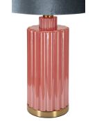 Lampe de table en verre, fer et tissu Helene Tower rouge/bleu – D.40x70 cm
