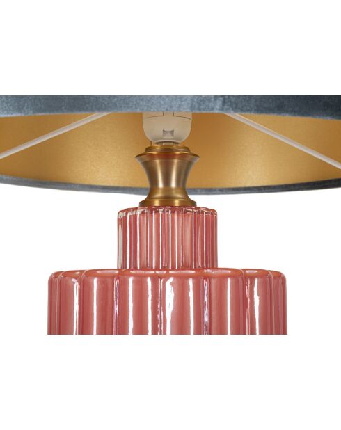 Lampe de table en verre, fer et tissu Helene Tower rouge/bleu – D.40x70 cm