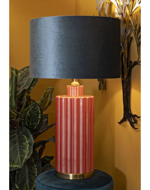 Lampe de table en verre, fer et tissu Helene Tower rouge/bleu – D.40x70 cm