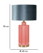 Lampe de table en verre, fer et tissu Helene Tower rouge/bleu – D.40x70 cm