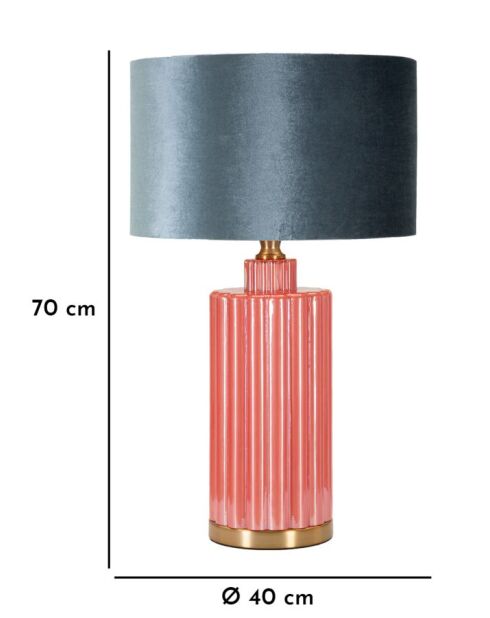 Lampe de table en verre, fer et tissu Helene Tower rouge/bleu – D.40x70 cm