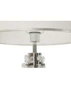 Lampe de table en fer, métal, tissu et verre Flower argentée – D.35x74 cm