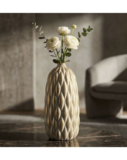 Vase en céramique Pepitas gris/or – D.22x44 cm