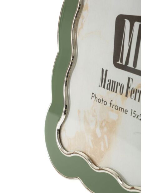 Cadre photo en zinc et verre Charlotte vert/argent – 15,7x1,3x21,1 cm (format photo 12,5x17,5 cm)