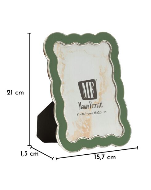 Cadre photo en zinc et verre Charlotte vert/argent – 15,7x1,3x21,1 cm (format photo 12,5x17,5 cm)