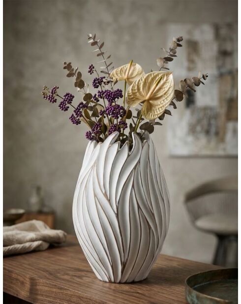Vase en résine Honduras blanc – D.27x41,5 cm